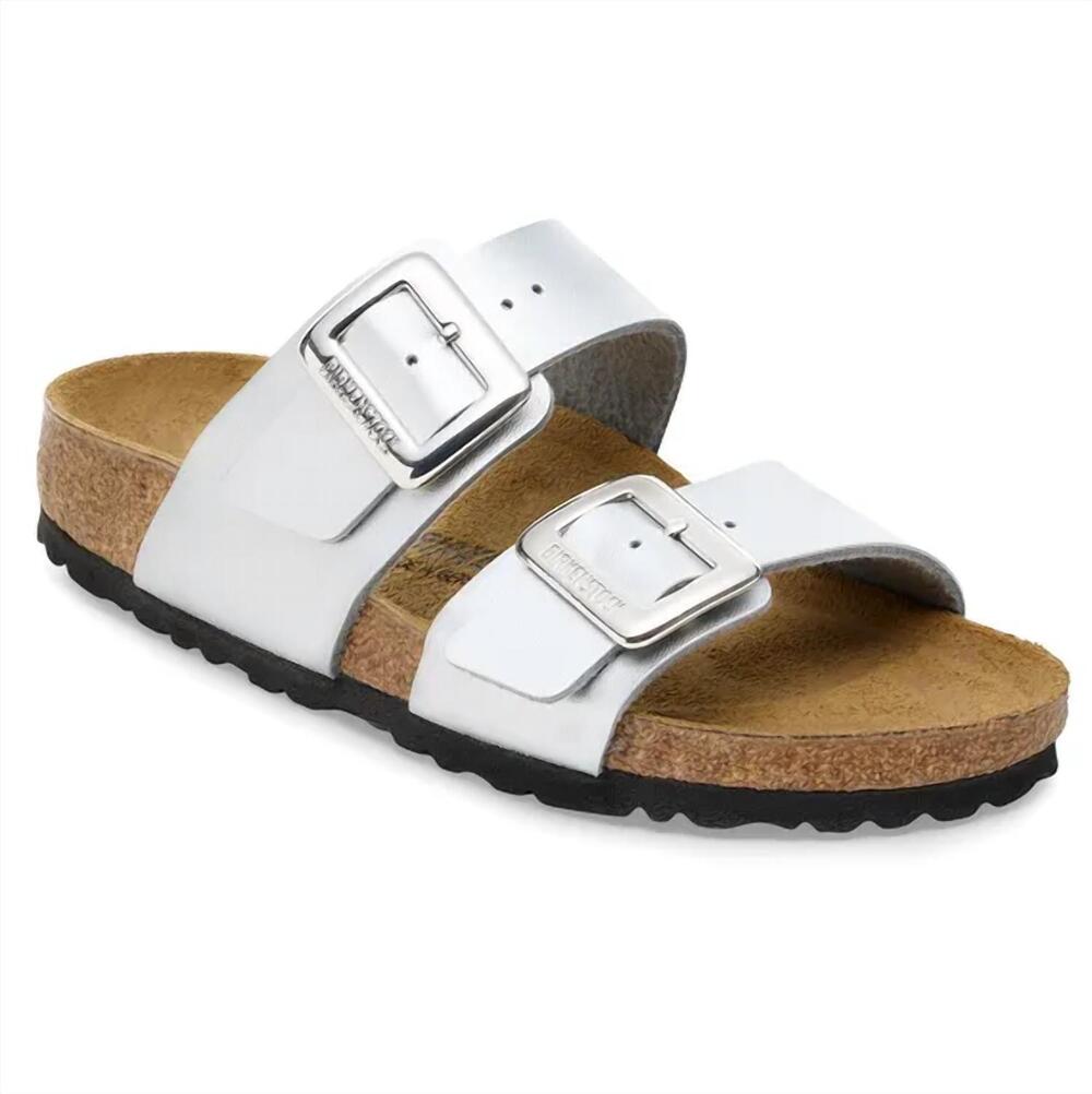 NEW BIRKENSTOCK women's sydney cushion buckle sandal in silver
